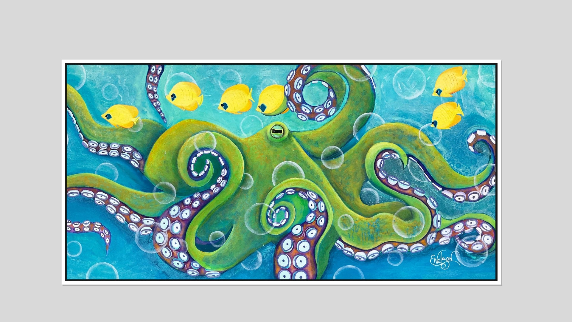 Octo Splash – green octopus fine art print