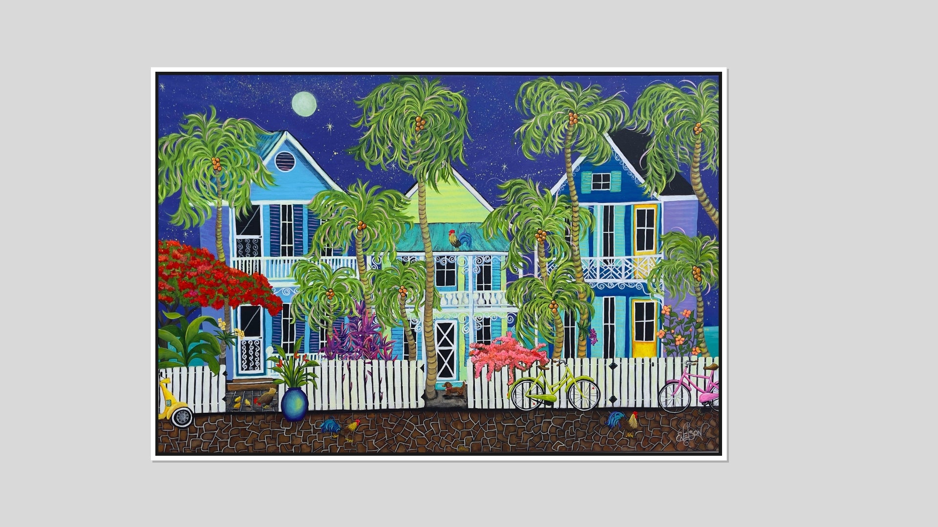 Locals Night – Key West moonlit Conch house fine art print