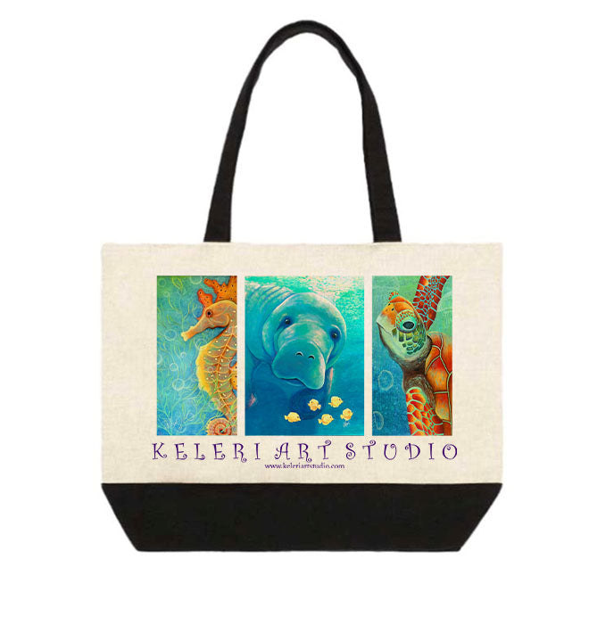 Seahorse, Manatee, Seaturtle Tote Bag