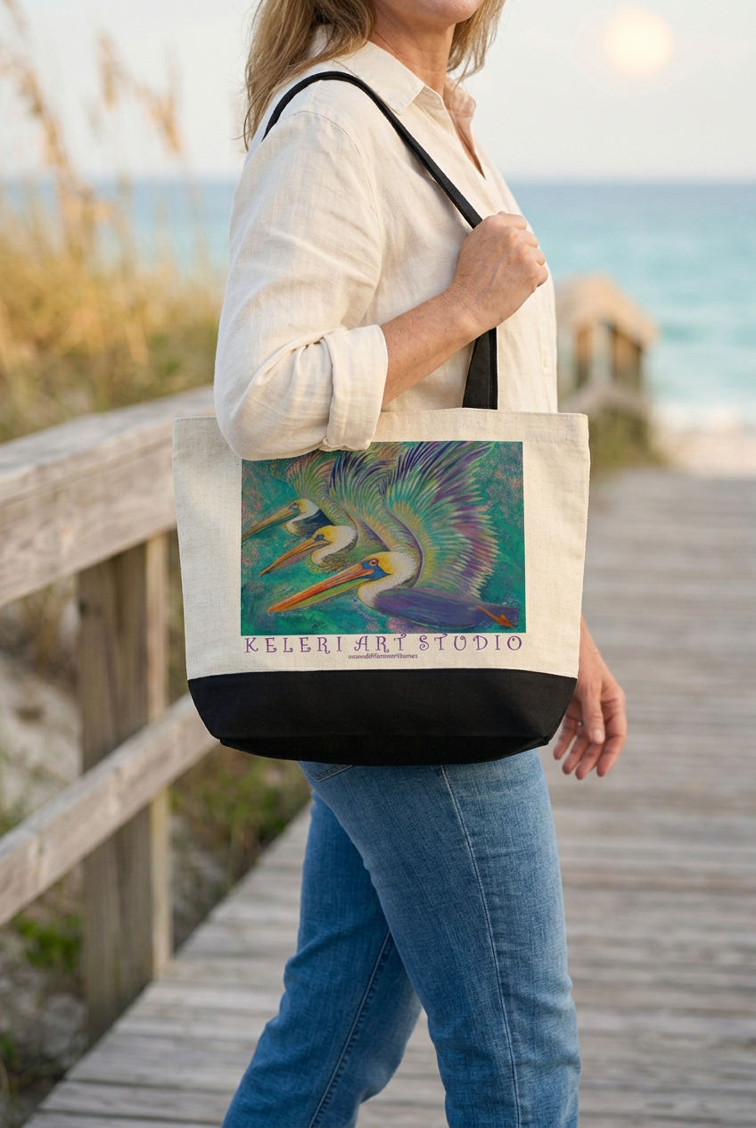 Closer Flight Fiesta tote lifestyle image without the model’s face