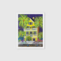 Cayo Hueso – framed canvas print in white frame, Key West night scene artwork by Keleri Art Studio