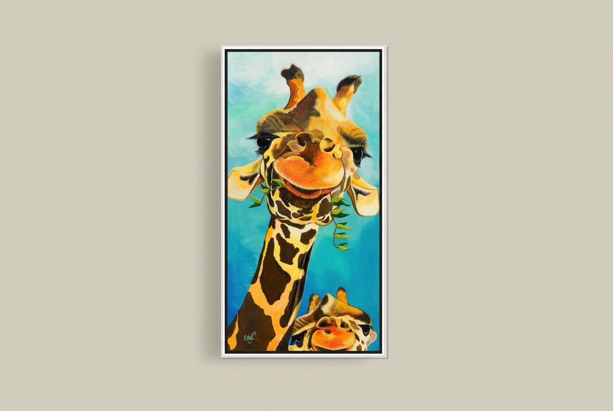 Hey, What's Up? with greige background and white frame with black inner border