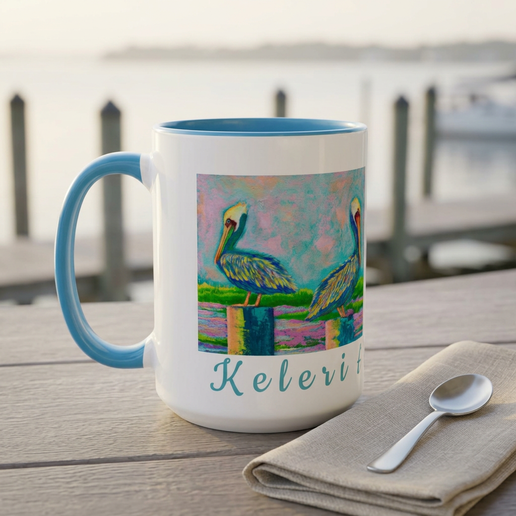 Perch Party mug coastal lifestyle mockup