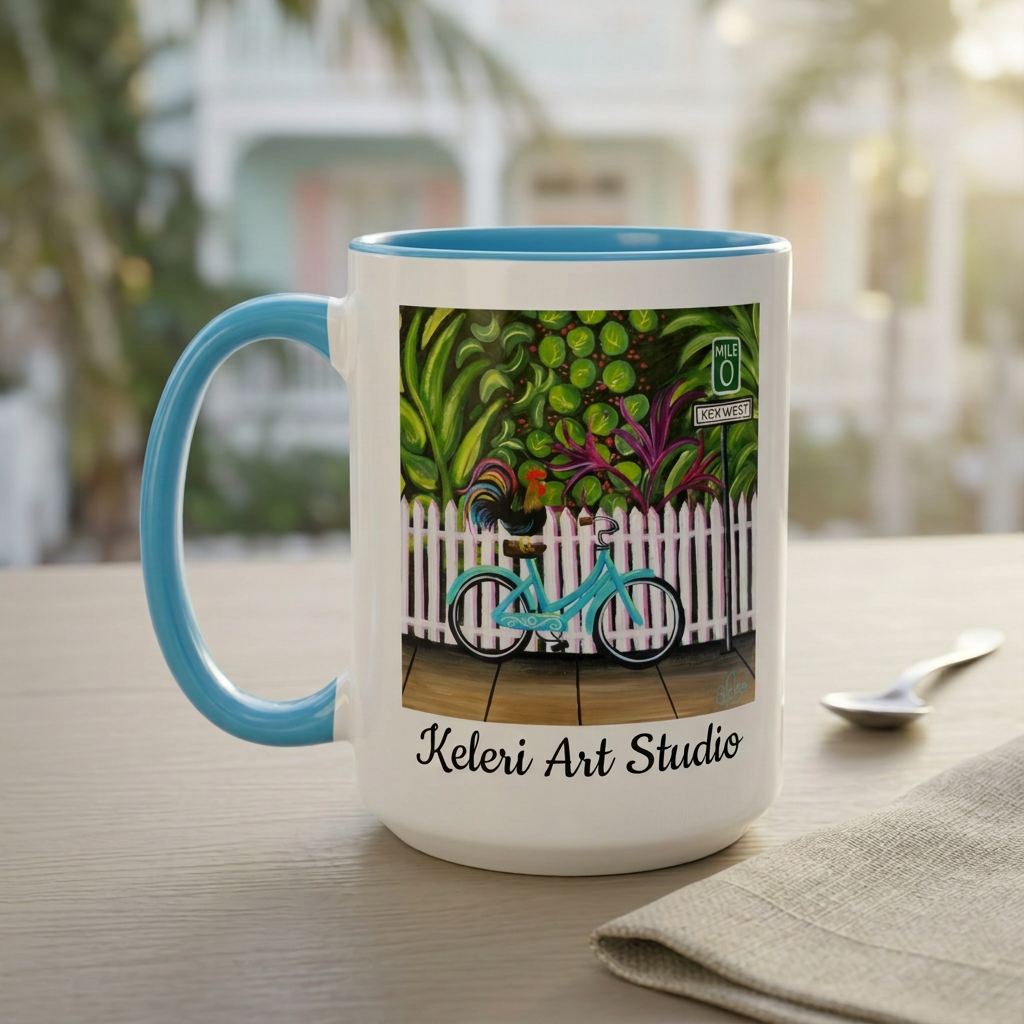 Revised Blue Bike mug mockup matching original artwork proportions