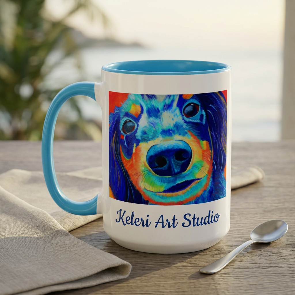 Rowdy Pup mug coastal lifestyle mockup