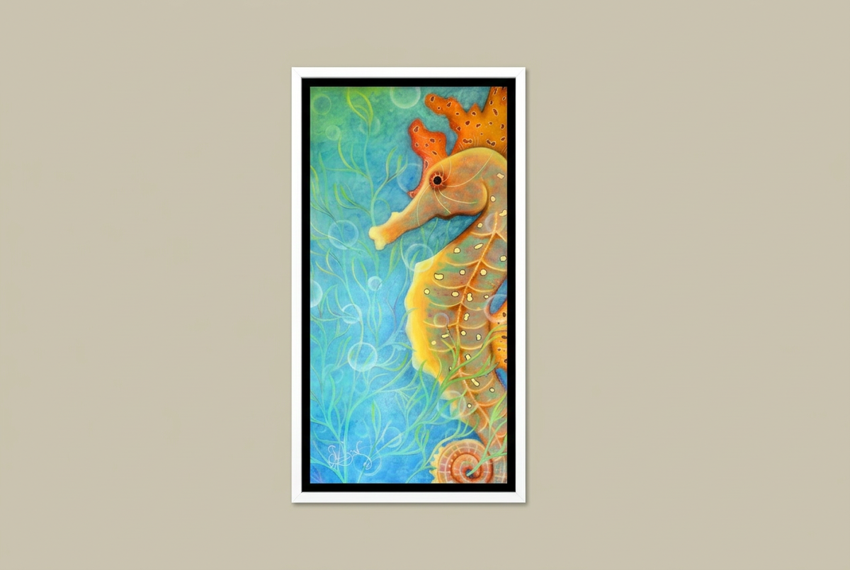 Seahorse Bubbles framed print