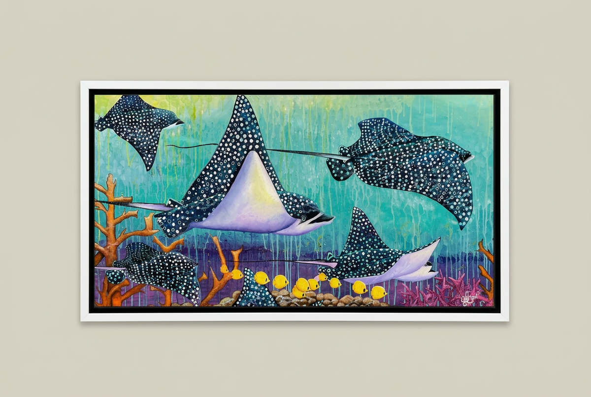 Spotted Eagle Rays framed print